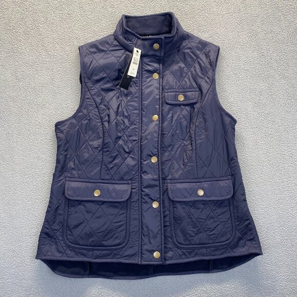 Talbots Snap Front Quilted Sweater Vest Womens S/P Fleece Lined Outdoorsy Hiking - Picture 1 of 8
